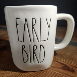 Rae Dunn "EARLY BIRD" Ceramic Mug - White with Black Lettering